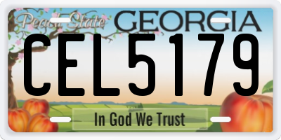 GA license plate CEL5179