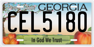 GA license plate CEL5180