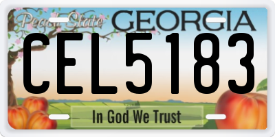 GA license plate CEL5183
