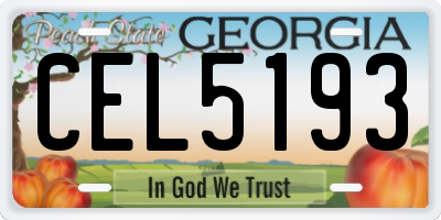 GA license plate CEL5193