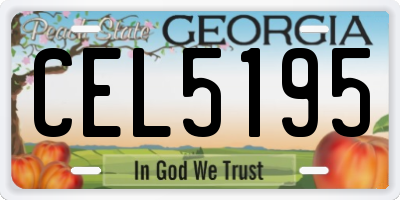 GA license plate CEL5195