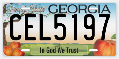 GA license plate CEL5197
