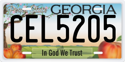 GA license plate CEL5205