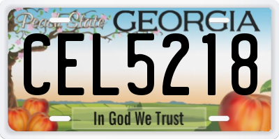 GA license plate CEL5218