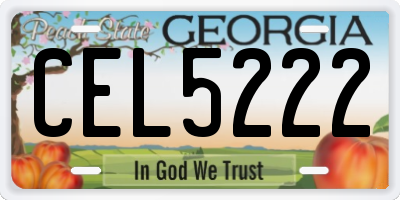GA license plate CEL5222