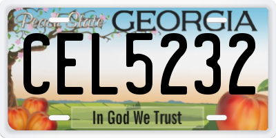 GA license plate CEL5232