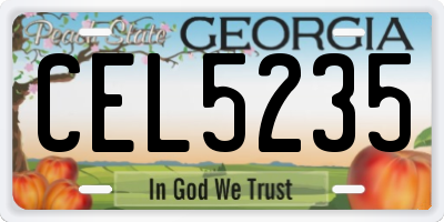 GA license plate CEL5235