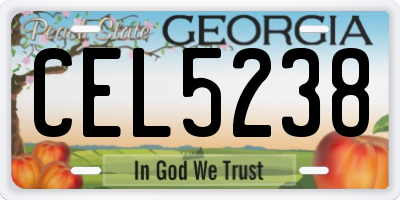 GA license plate CEL5238