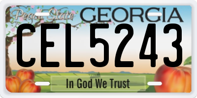 GA license plate CEL5243