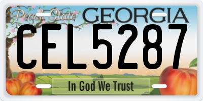 GA license plate CEL5287