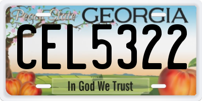 GA license plate CEL5322