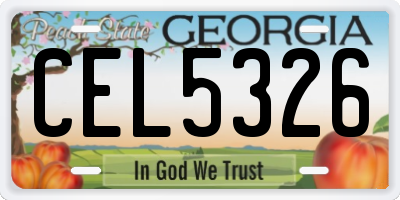 GA license plate CEL5326