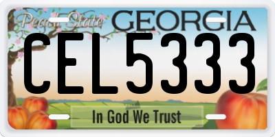GA license plate CEL5333