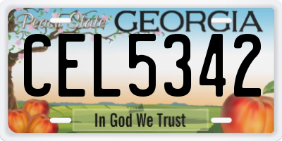 GA license plate CEL5342