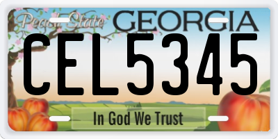GA license plate CEL5345