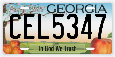GA license plate CEL5347