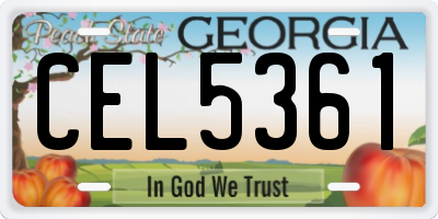 GA license plate CEL5361