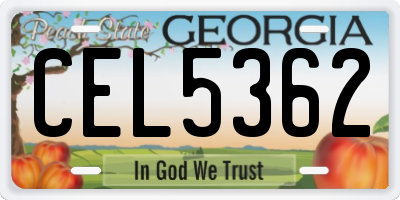 GA license plate CEL5362
