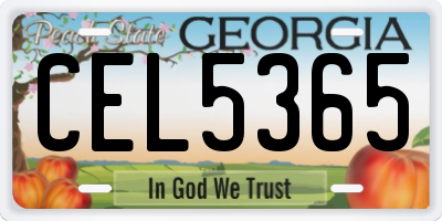 GA license plate CEL5365