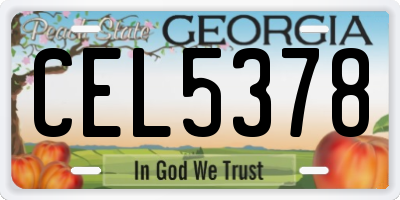 GA license plate CEL5378