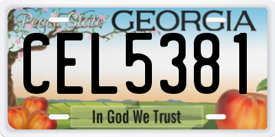 GA license plate CEL5381