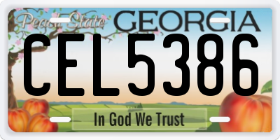 GA license plate CEL5386