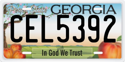 GA license plate CEL5392