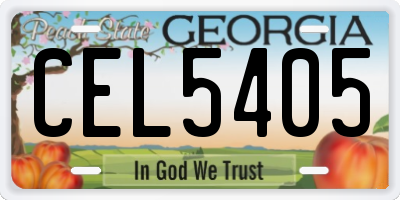 GA license plate CEL5405