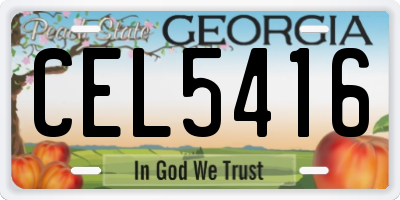 GA license plate CEL5416