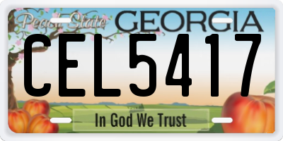 GA license plate CEL5417