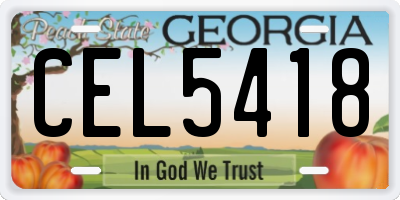GA license plate CEL5418