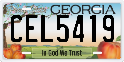 GA license plate CEL5419