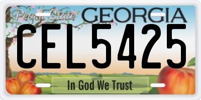 GA license plate CEL5425