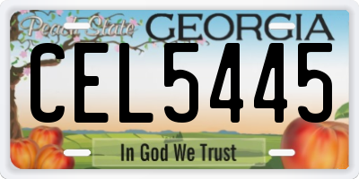 GA license plate CEL5445