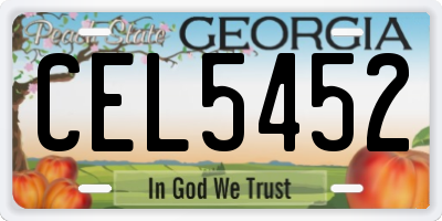 GA license plate CEL5452