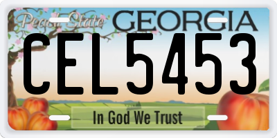 GA license plate CEL5453
