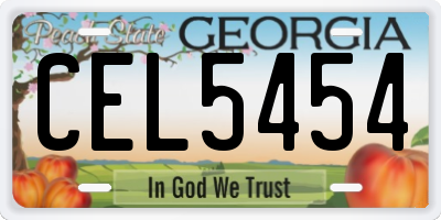 GA license plate CEL5454