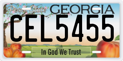 GA license plate CEL5455