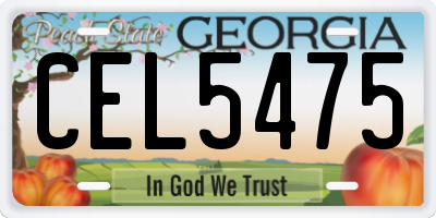 GA license plate CEL5475