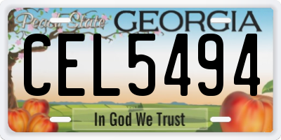 GA license plate CEL5494