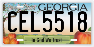GA license plate CEL5518