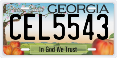 GA license plate CEL5543