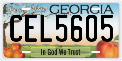 GA license plate CEL5605