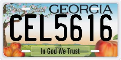 GA license plate CEL5616