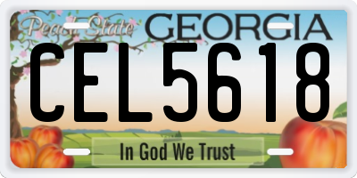 GA license plate CEL5618