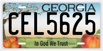 GA license plate CEL5625