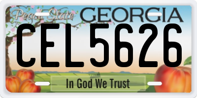GA license plate CEL5626