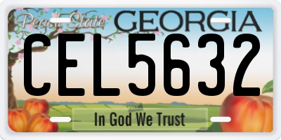GA license plate CEL5632