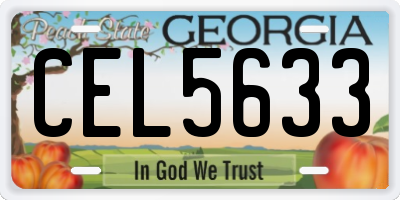 GA license plate CEL5633