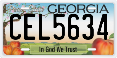 GA license plate CEL5634